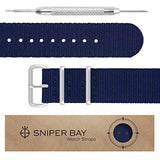Sniper Bay Nato Watch Strap – Military-Grade Nylon, Stainless Steel – (Navy Blue)