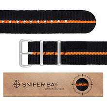 Load image into Gallery viewer, Sniper Bay Nato Watch Strap – Military-Grade Nylon, Stainless Steel - (Orange/Black)
