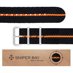 Sniper Bay Nato Watch Strap – Military-Grade Nylon, Stainless Steel - (Orange/Black)