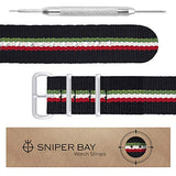 Sniper Bay Nato Watch Strap – Military-Grade Nylon, Stainless Steel – (Black/Red/White/Green)