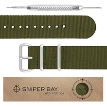 Load image into Gallery viewer, Sniper Bay Nato Watch Strap – Military-Grade Nylon, Stainless Steel – (Olive Green)
