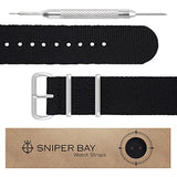 Sniper Bay Nato Watch Strap – Military-Grade Nylon, Stainless Steel – (Black)